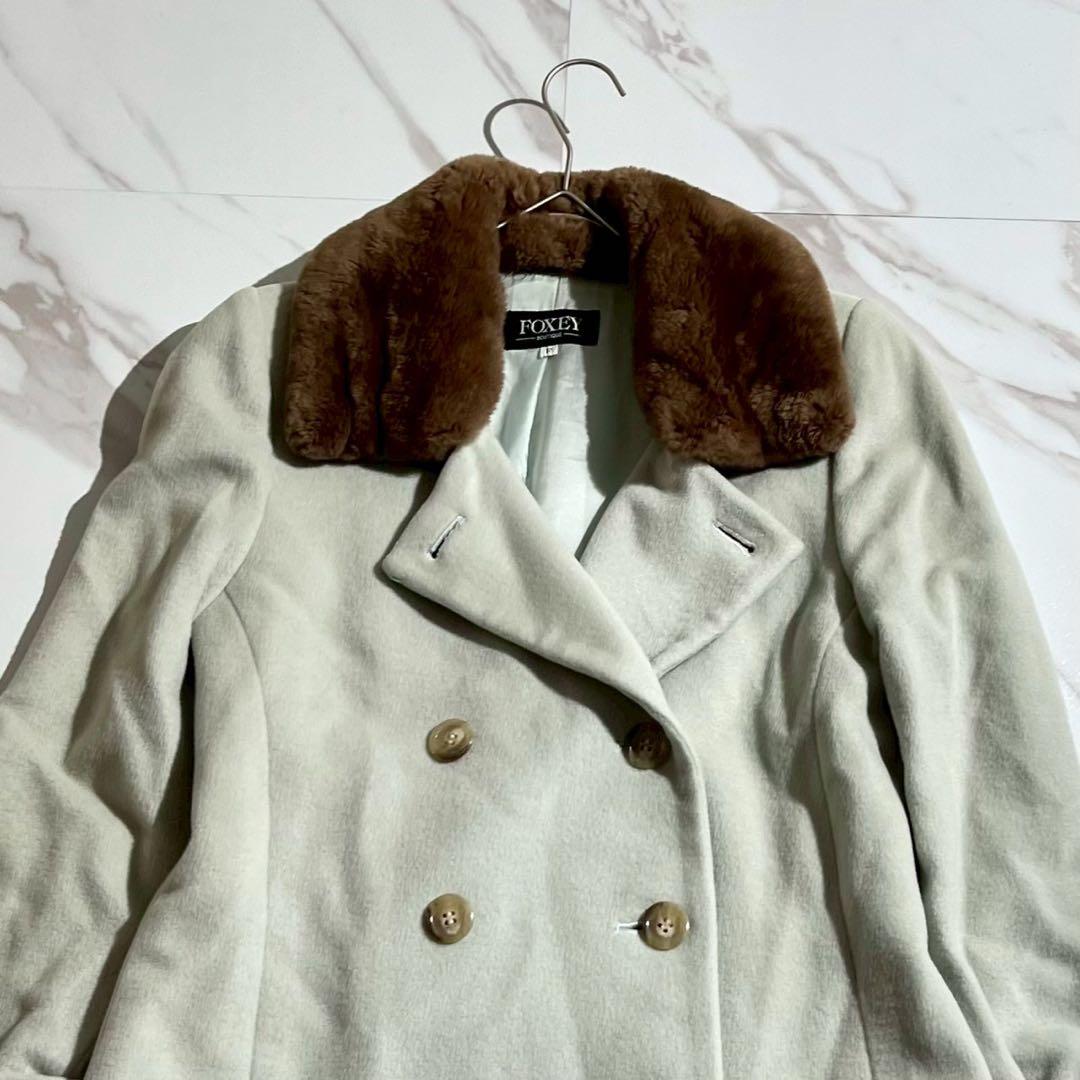 高級　FOXEY フォクシー　チェスターコート　ダブル　ヌートリア　ベルト