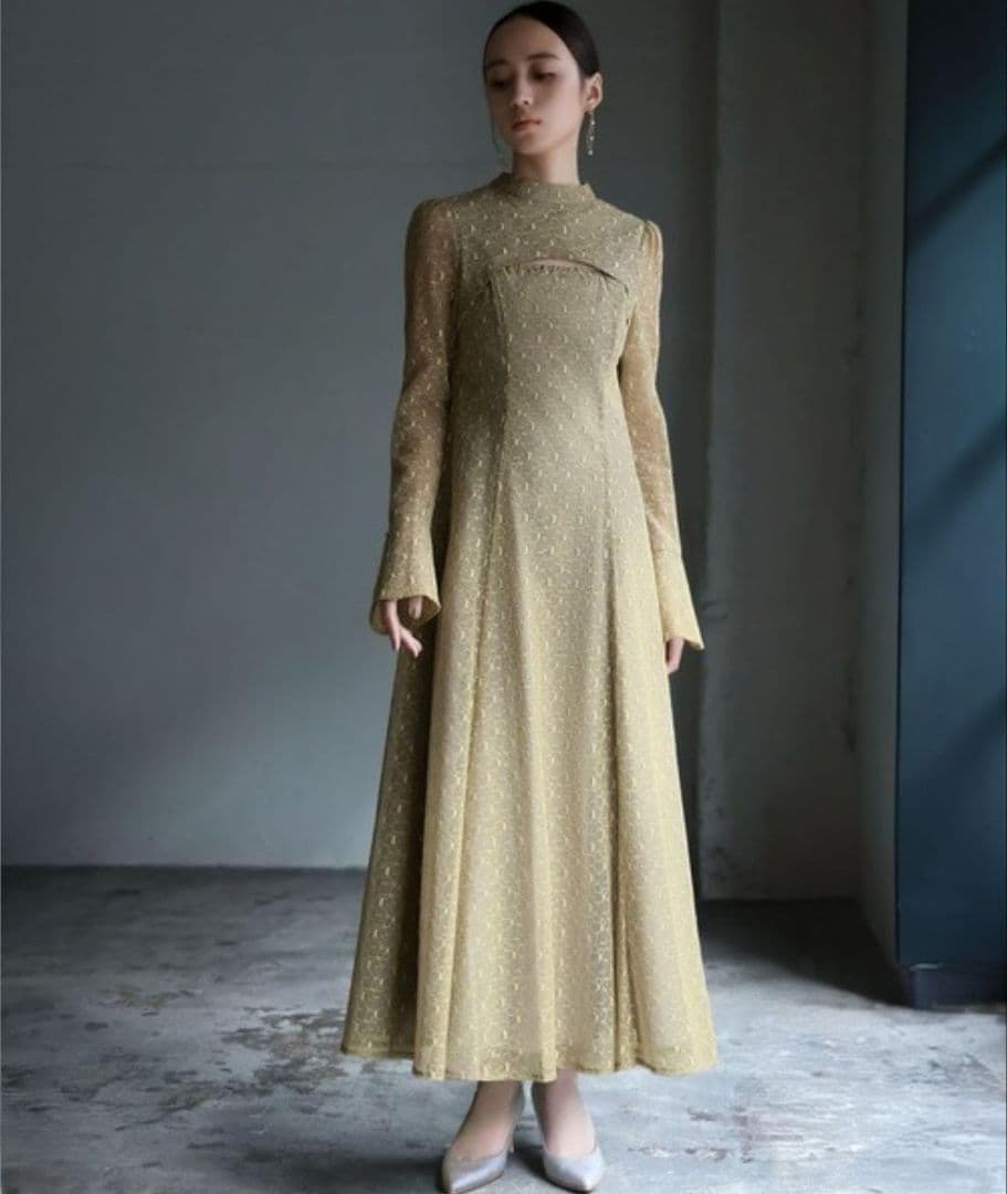 極美品 ANDRESD アンドレスド バックオープンジオメトリックドレス M