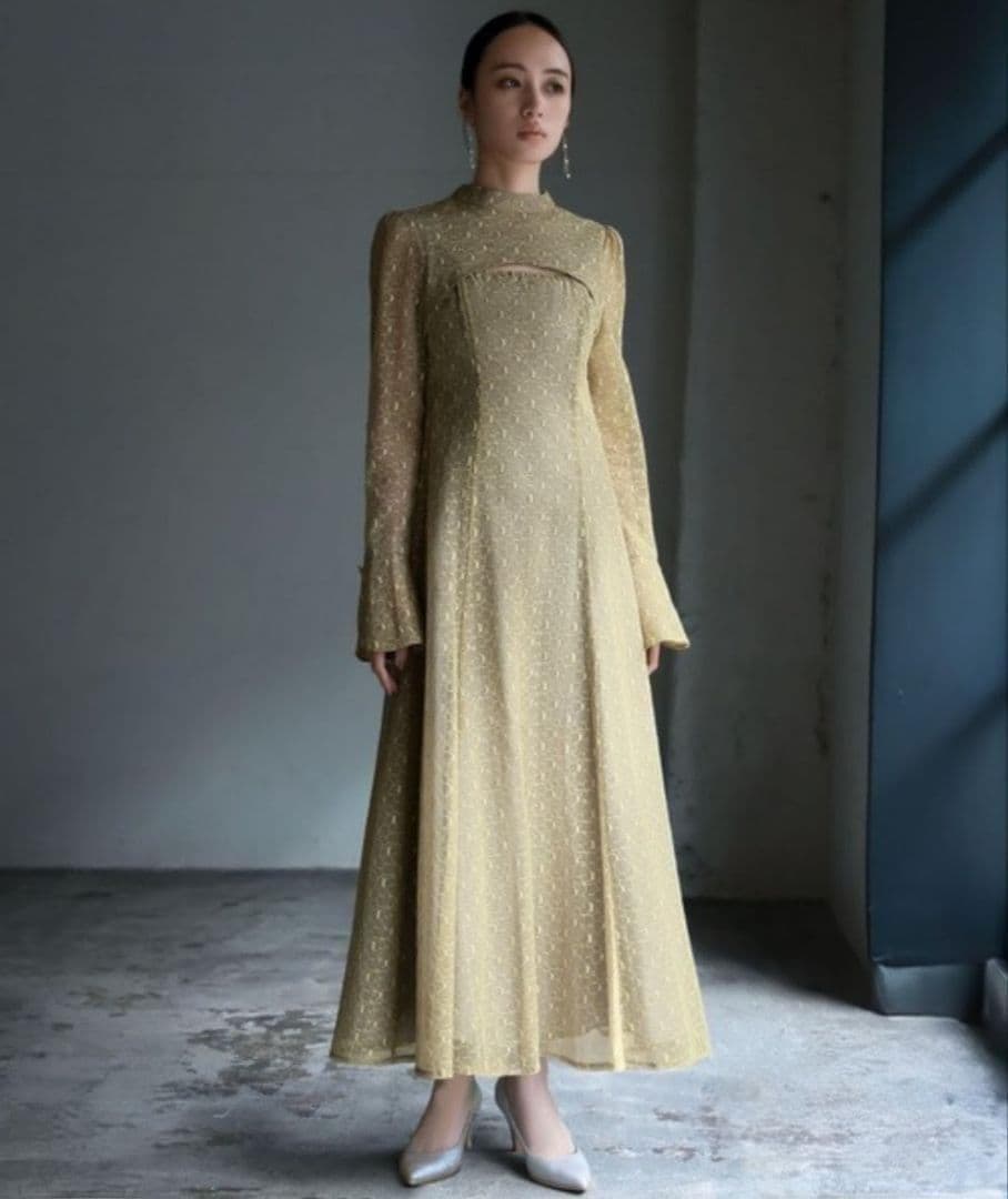 極美品 ANDRESD アンドレスド バックオープンジオメトリックドレス M