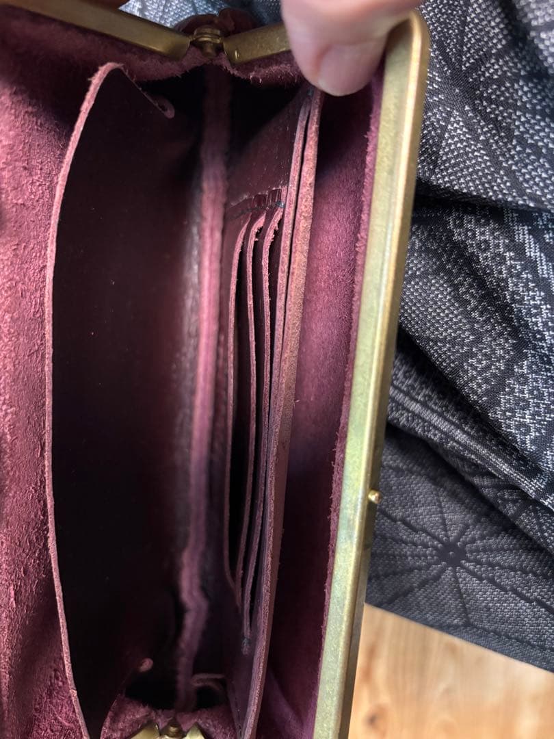 N25 がま口財布　ワインレッド