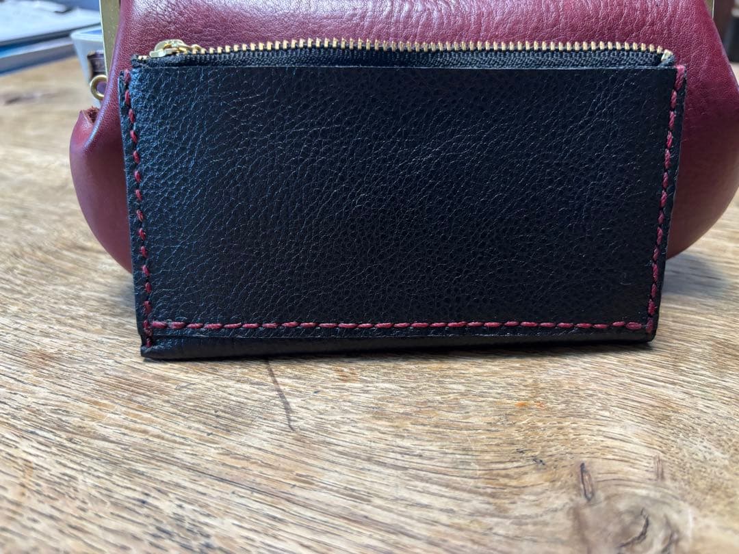 N25 がま口財布　ワインレッド