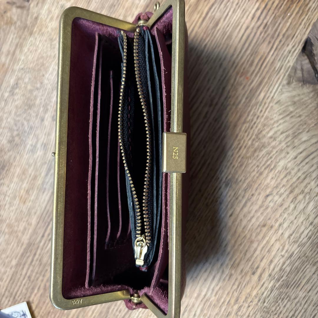 N25 がま口財布　ワインレッド