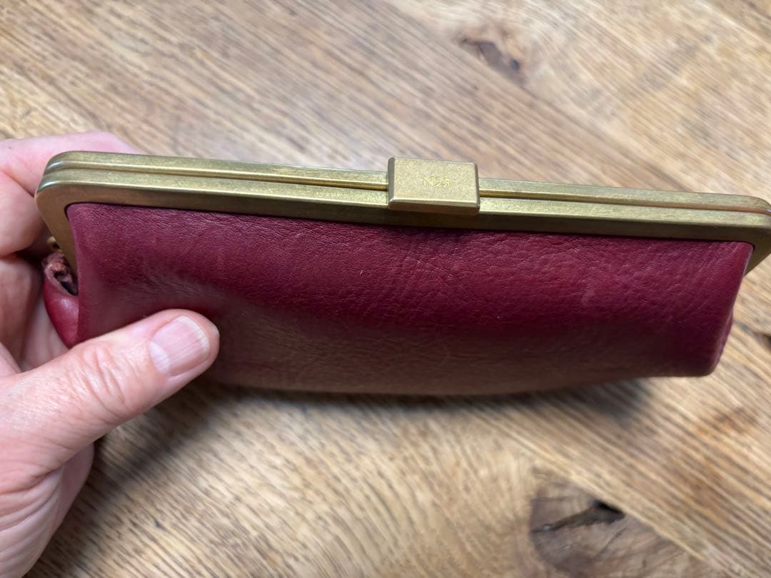 N25 がま口財布　ワインレッド