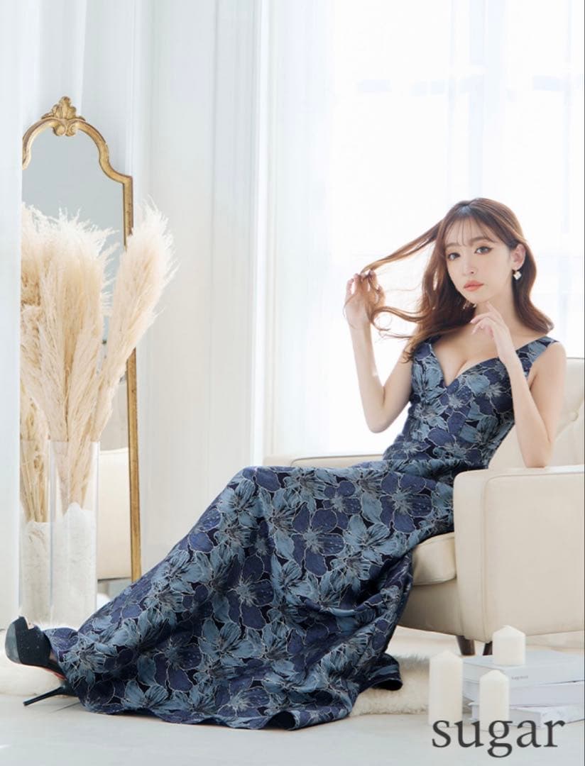 sugar セッタン　フラワープリント　ロングドレス