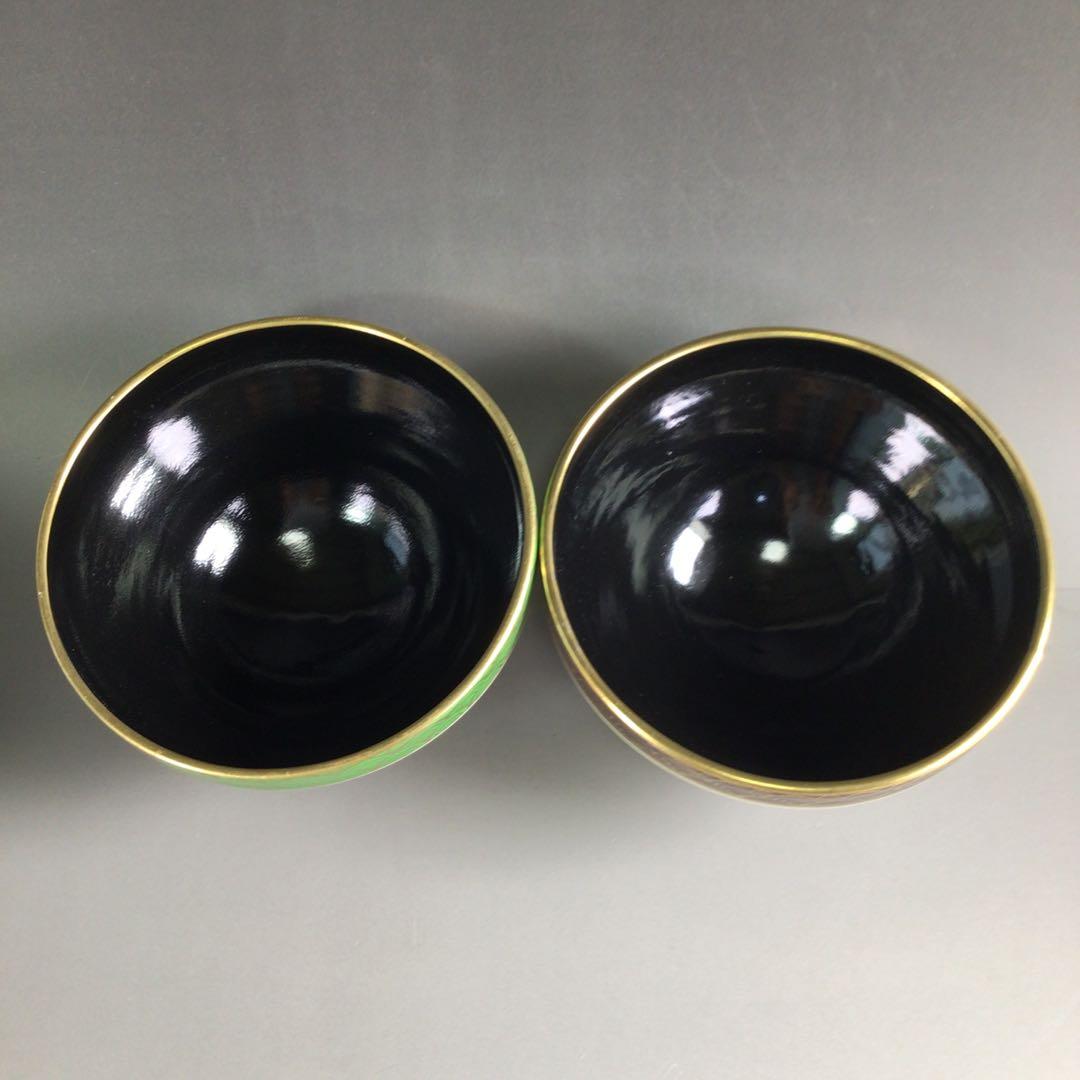 Ｒ３５１　茶碗　十客　『橋本永豊造』『色変わり青海波文』『数茶碗』　共箱茶道具