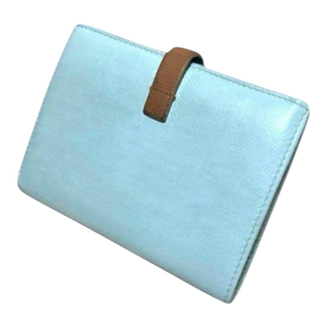 セリーヌ　折り財布　ストラップマルチファンクション　バイカラー　ライトブルー