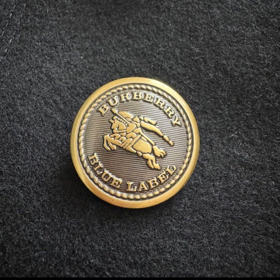 バーバリーブルーレーベル　ロングコート　金ボタン　黒　36 ノバチェック　ダブル