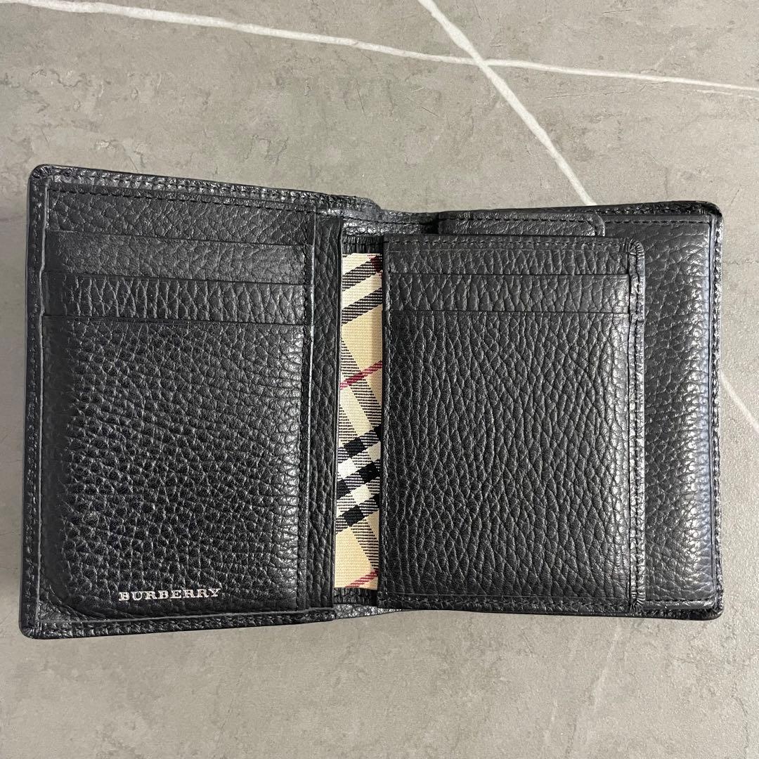 BURBERRY 二つ折り財布 ブラック レザー　ノバチェック