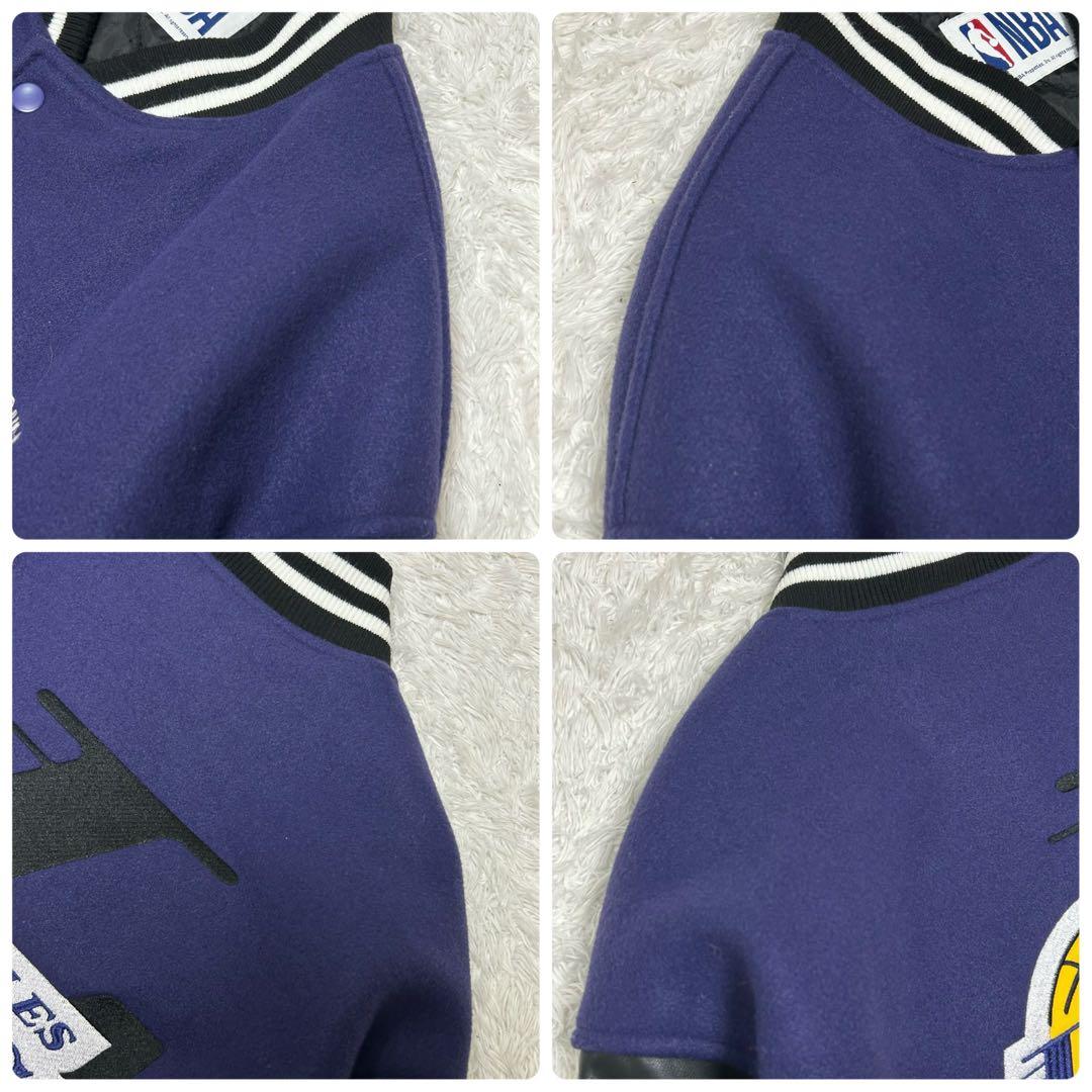 極美品 NBA ロサンゼルス レイカーズ スタジャン ウール レザー切替 XL