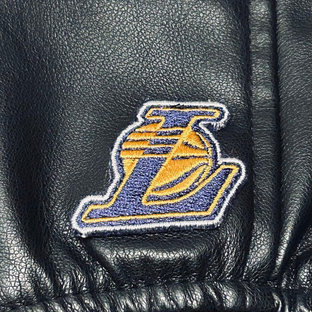 極美品 NBA ロサンゼルス レイカーズ スタジャン ウール レザー切替 XL