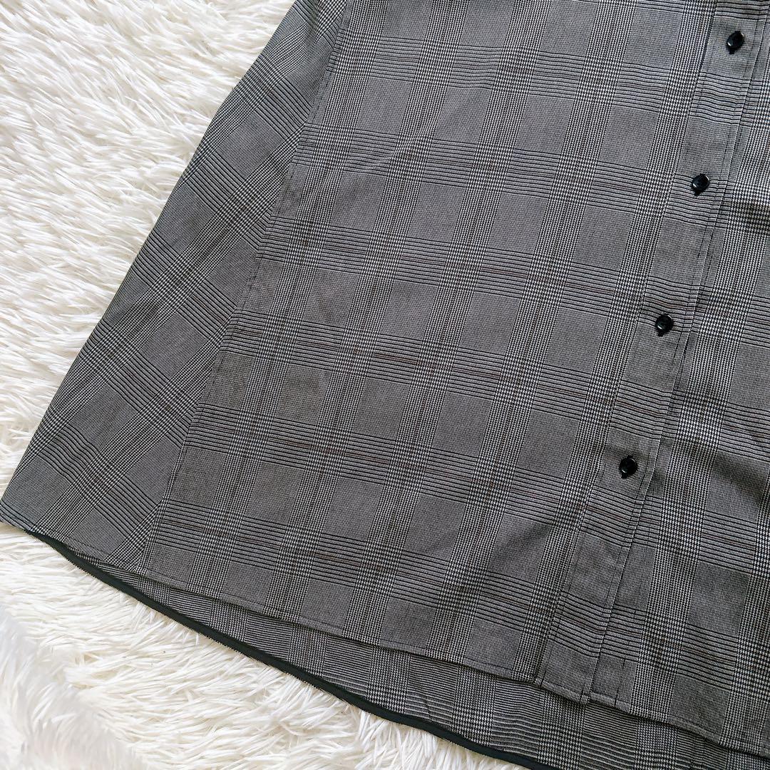 アナイ　シャツワンピース　グレンチェック　長袖　グレー　着丈116cm 38 M