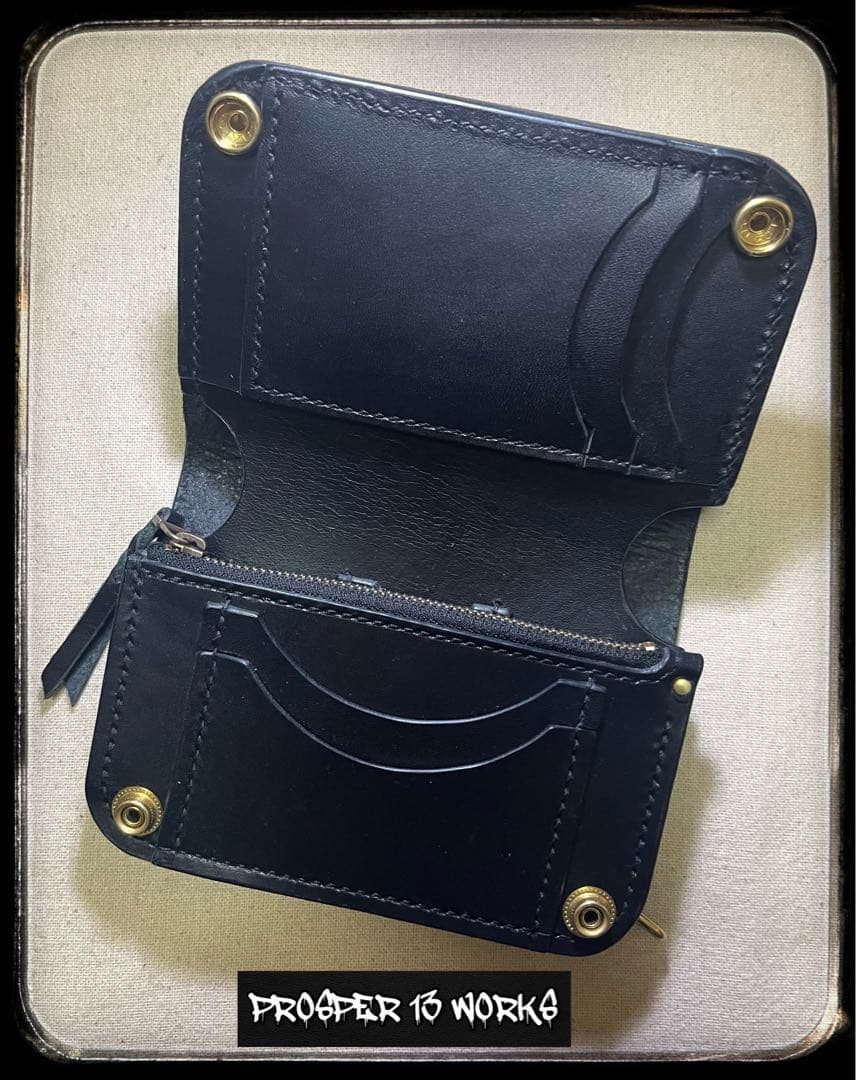 ミドル トラッカーウォレット 姫路レザー タンニン鞣し ギターピックポケット付き