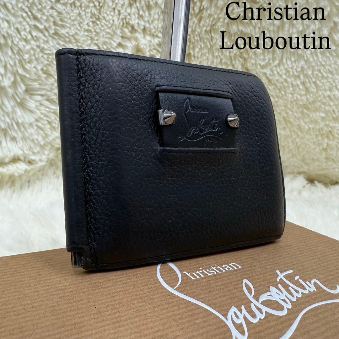✨美品✨ クリスチャンルブタン マネークリップ ブラック スタッズ ロゴ レザー