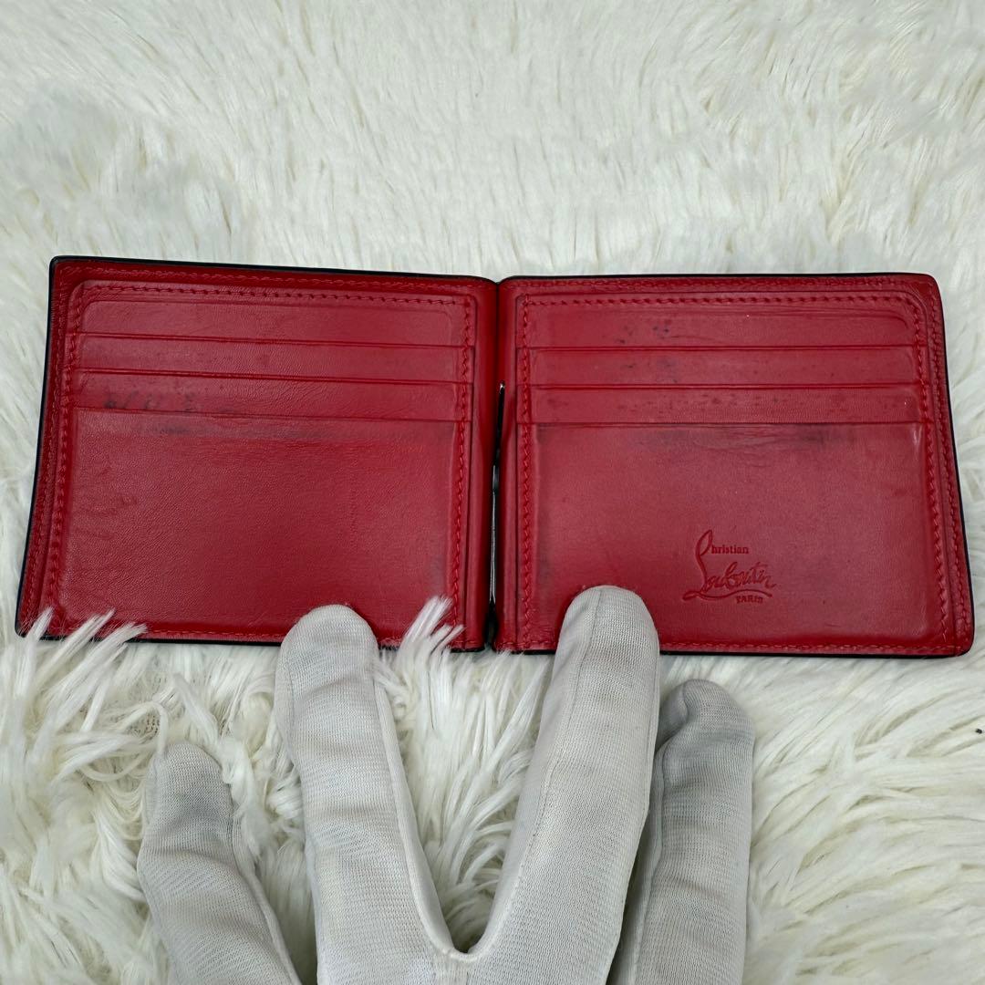 ✨美品✨ クリスチャンルブタン マネークリップ ブラック スタッズ ロゴ レザー