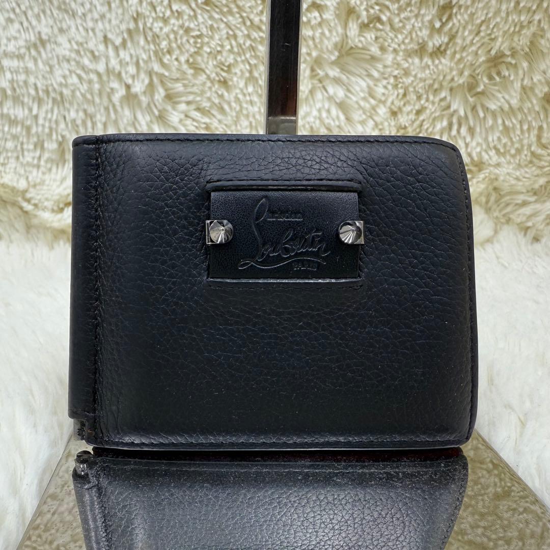 ✨美品✨ クリスチャンルブタン マネークリップ ブラック スタッズ ロゴ レザー