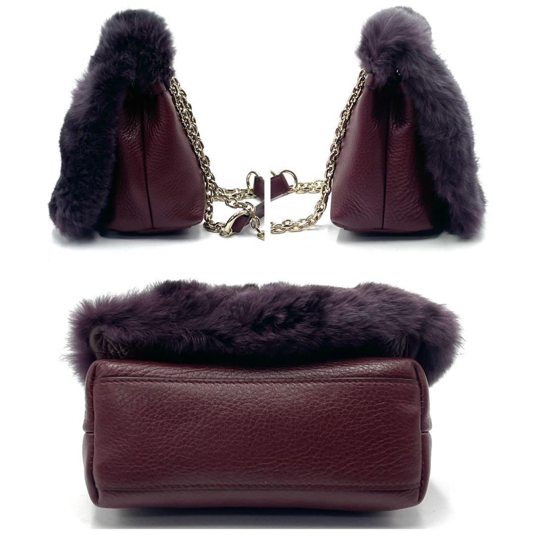 未使用級● マックスマーラ ファー ショルダーバッグ チェーン レザー