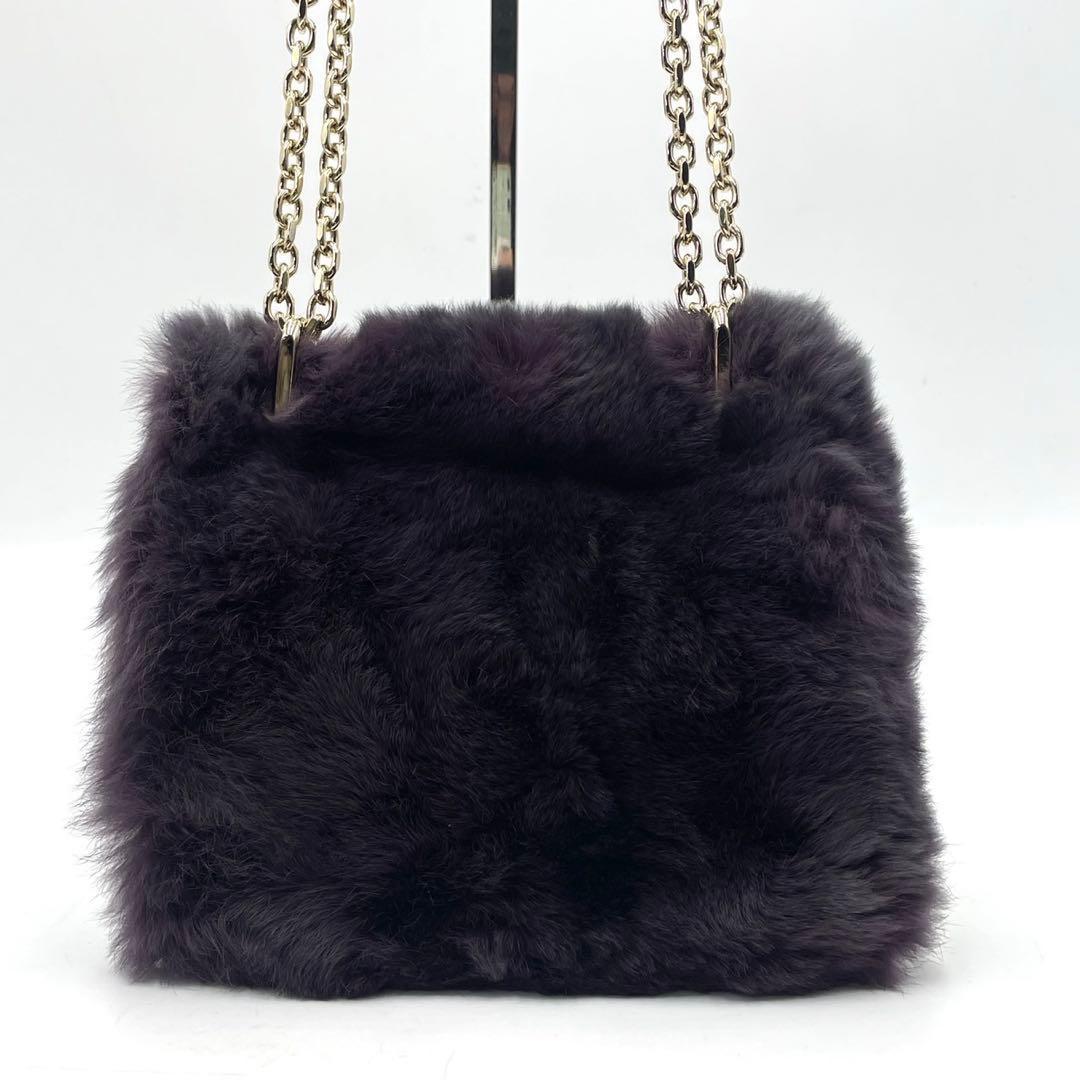 未使用級● マックスマーラ ファー ショルダーバッグ チェーン レザー
