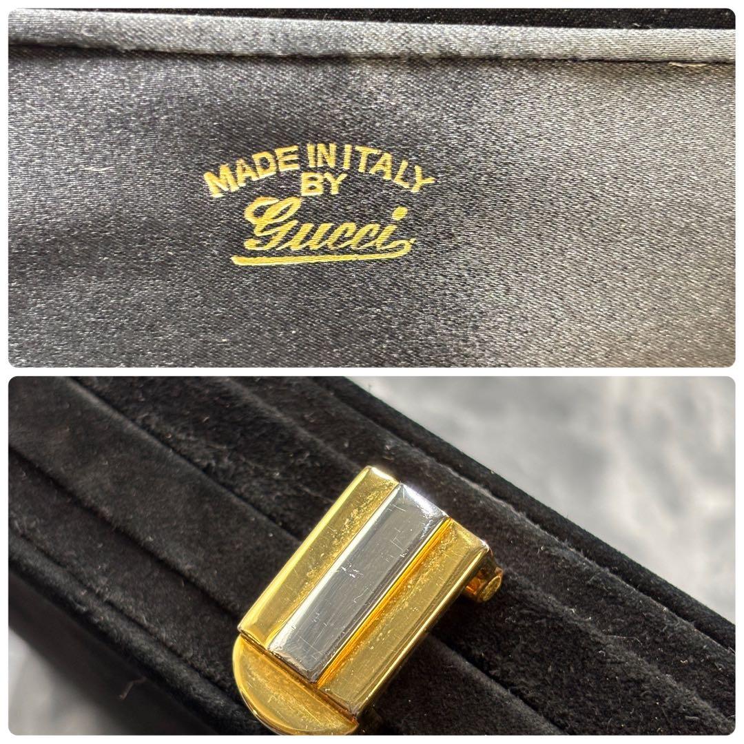 ✨美品✨GUCCI クラッチバッグ セカンド ブラック 黒 スエード ゴールド