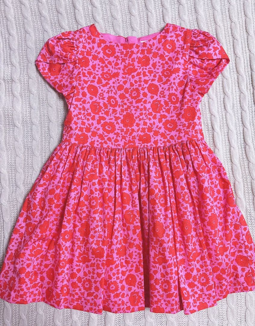 新品　Jacadi × LIBERTY 花柄　半袖ワンピース ピンク　4A