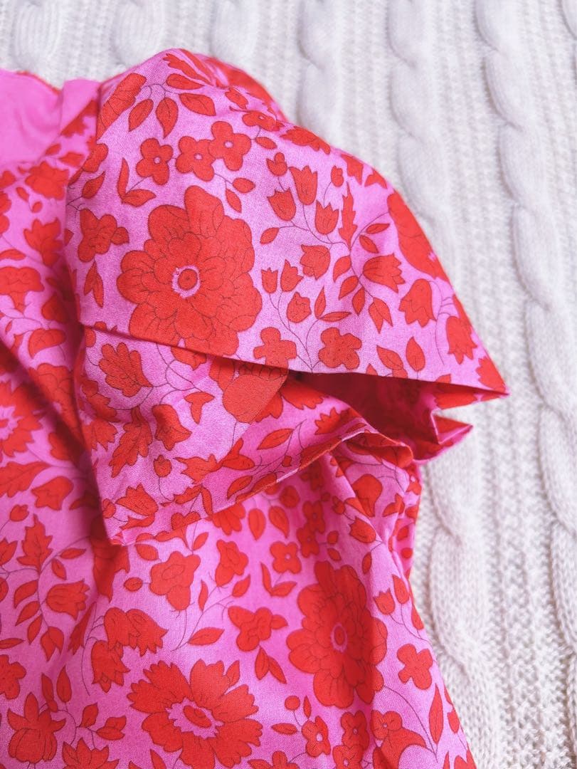 新品　Jacadi × LIBERTY 花柄　半袖ワンピース ピンク　4A