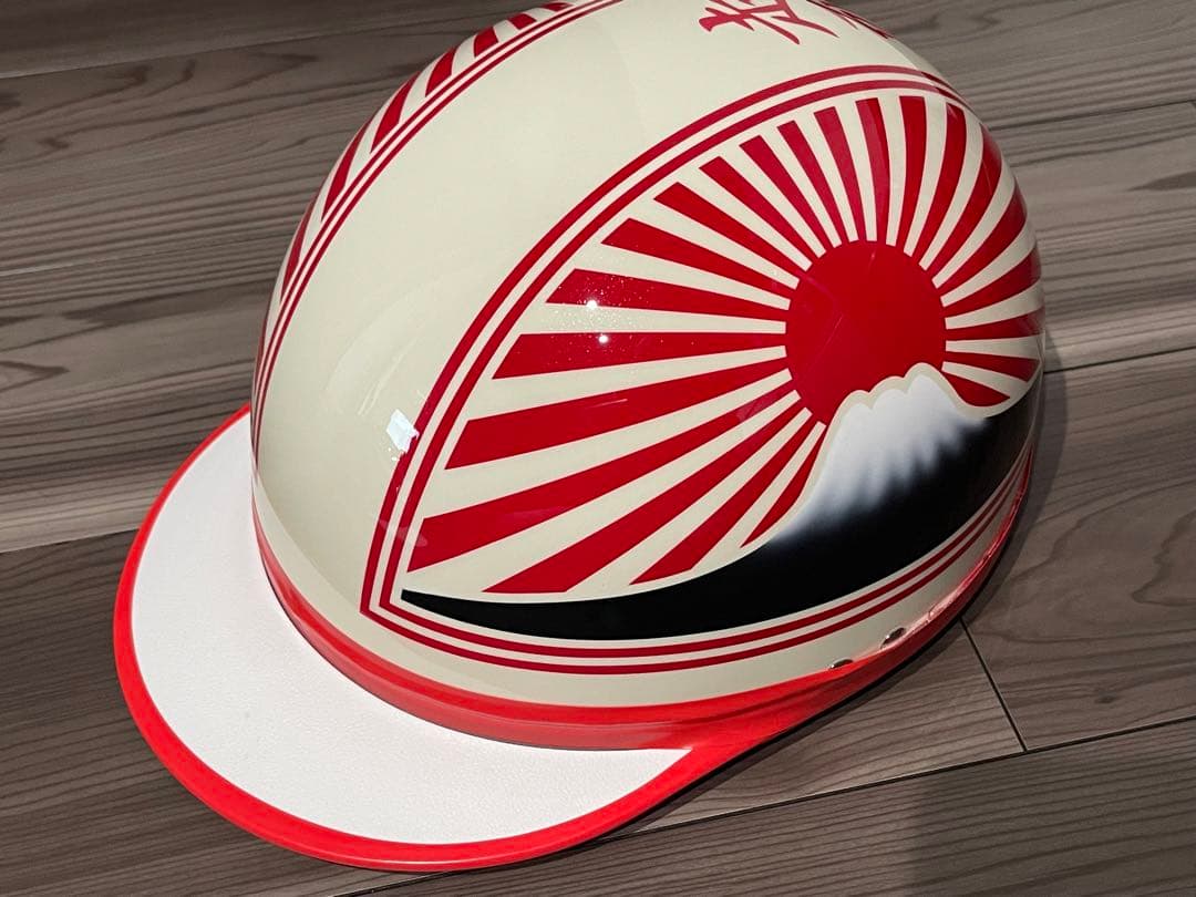 特殊 富士日章 コルク半 ヘルメット 旧車會 暴走族 赤白