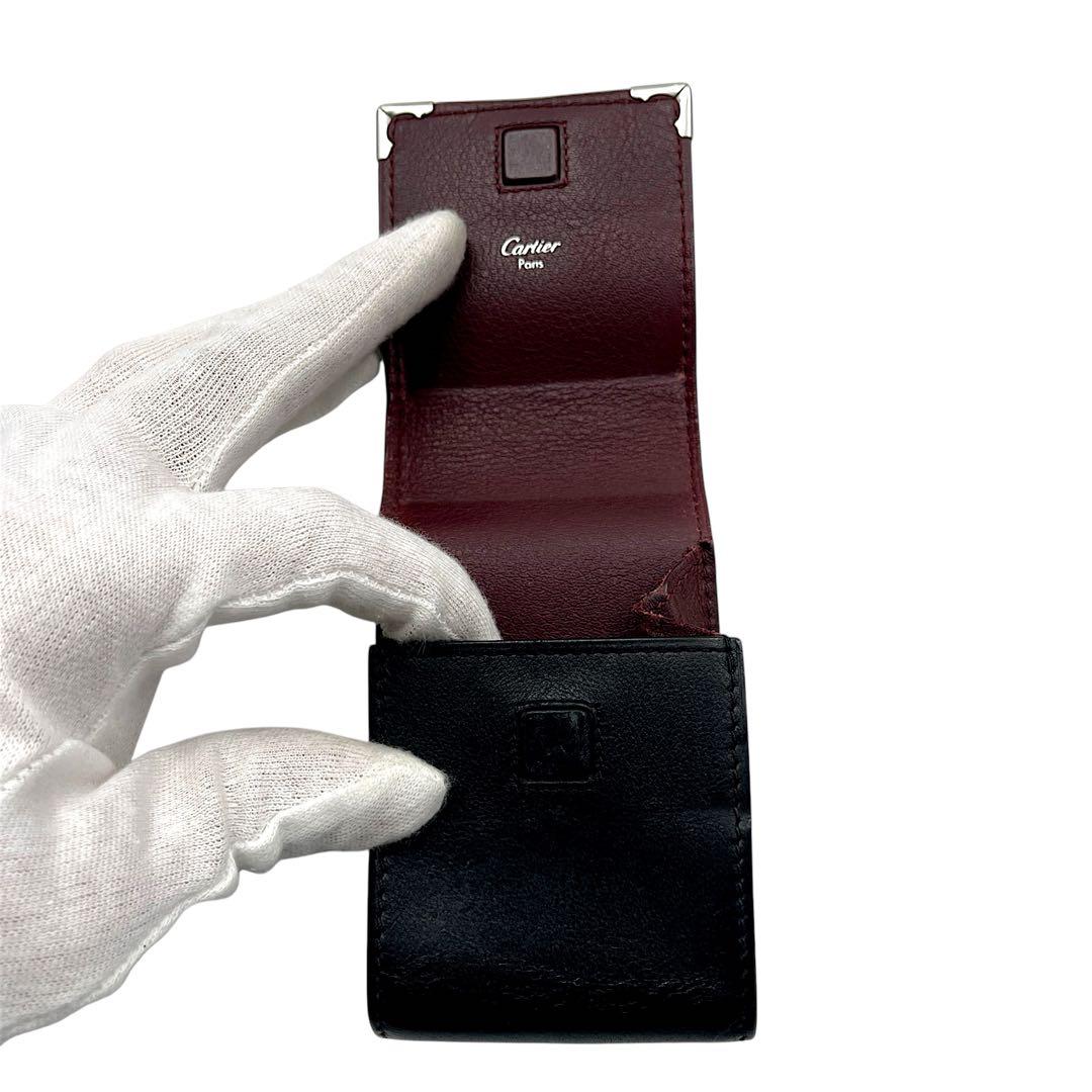 【美品】 Cartier カルティエ シガレットケース　黒　ブラック　レザー