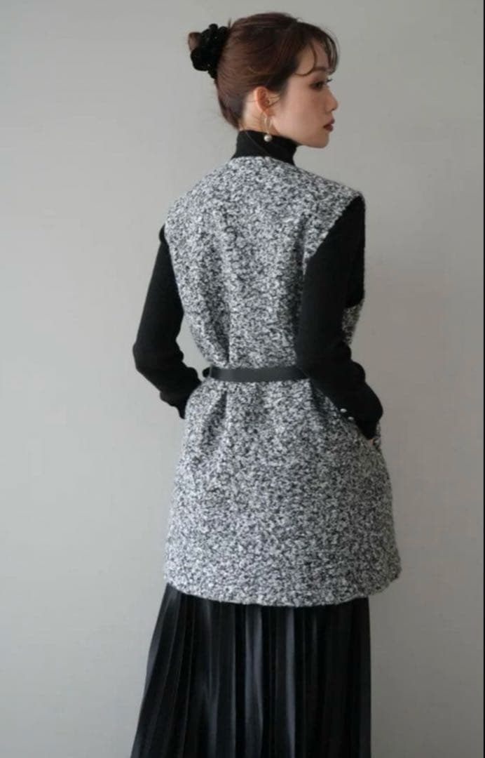 lumier ミックスループヤーンニットミニワンピース/GRAY