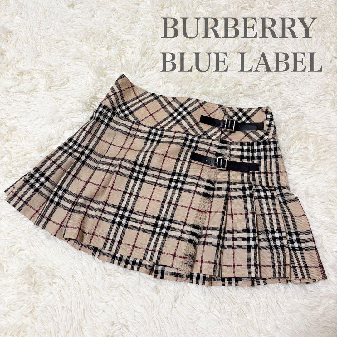 ✨極美品✨バーバリーブルーレーベル ミニスカート プリーツ ベルトノバチェック