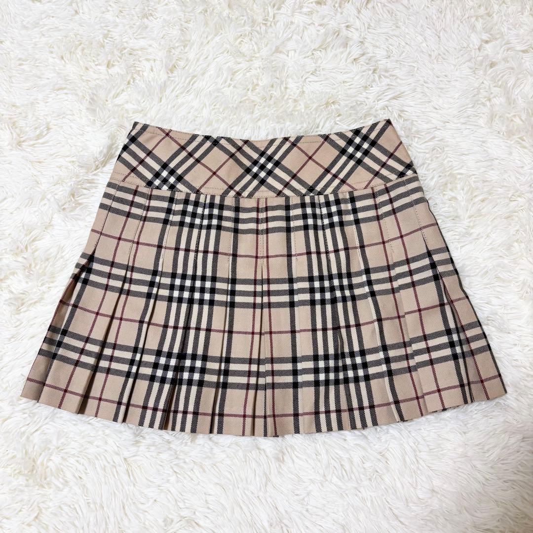 ✨極美品✨バーバリーブルーレーベル ミニスカート プリーツ ベルトノバチェック