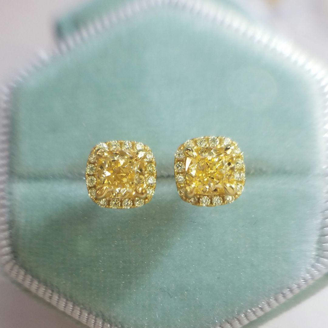 kico！最高級ソナイエローダイヤモンド ピアス+最高級モアサナイトリング