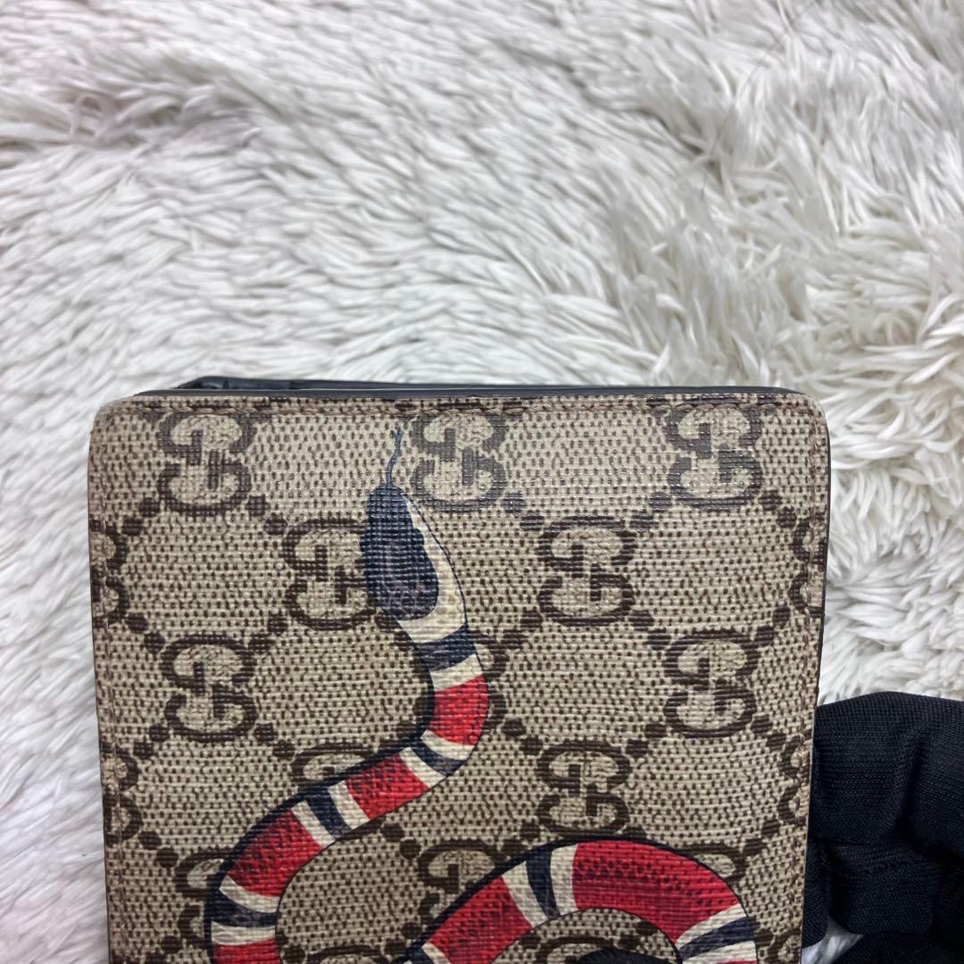 GUCCI キングスネーク GGスプリーム 二つ折り財布 GG柄 PVC ヘビ