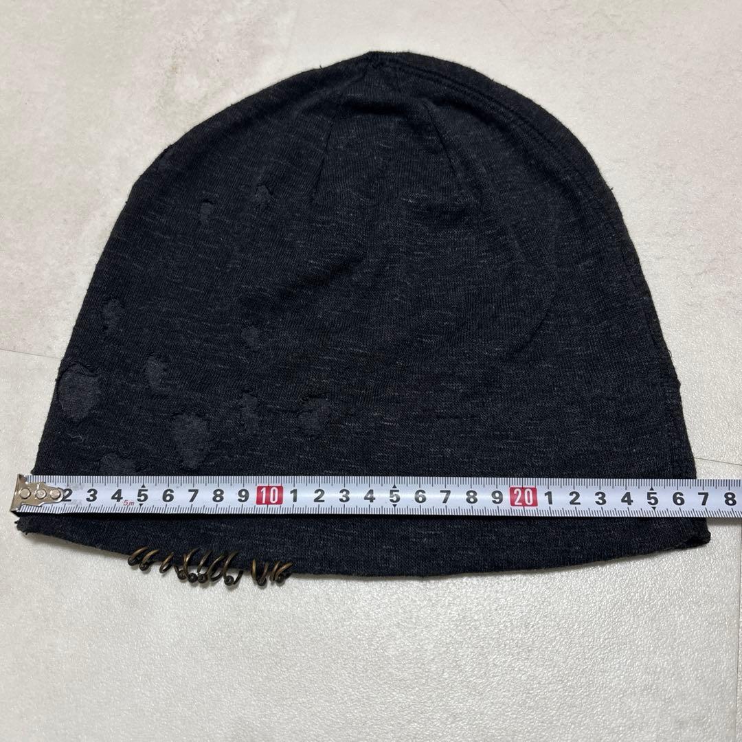14th Addiction ビーニー ブラック ダメージ加工