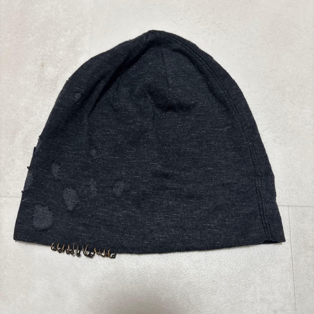 14th Addiction ビーニー ブラック ダメージ加工