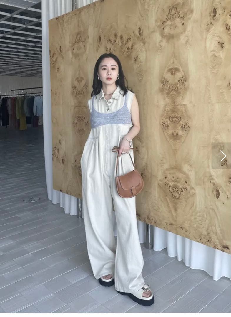 MEDI GRUNGE DENIM WIDE ROMPERS　アイボリーM