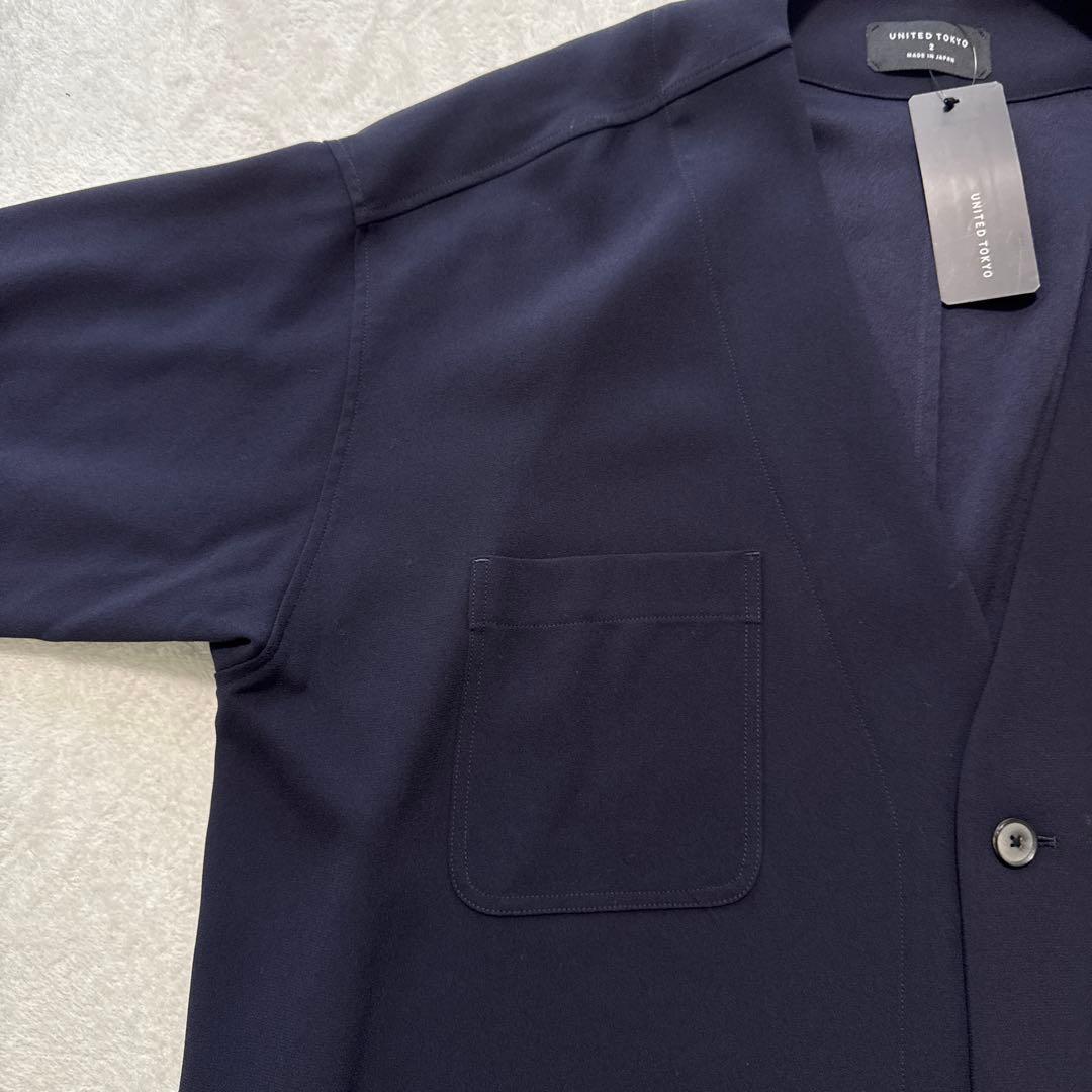 新品 ユナイテッドトウキョウ ジョーゼットノーカラージャケット 2 伸縮性 薄手