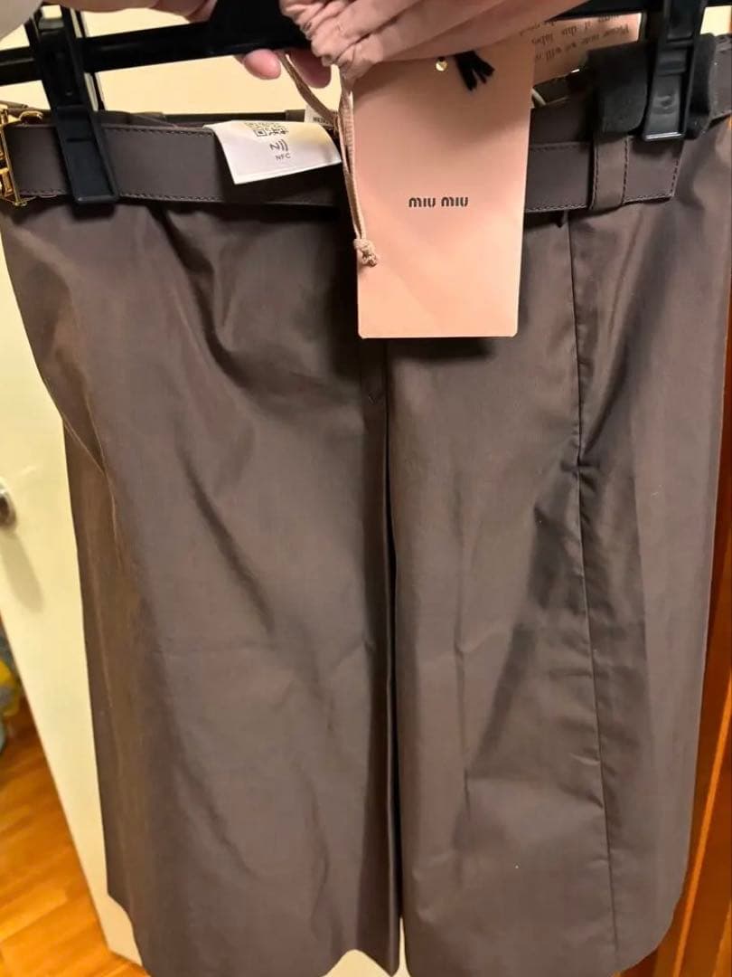 週末限定価格ミュウミュウ　Panama cotton skirt ダークブラウン