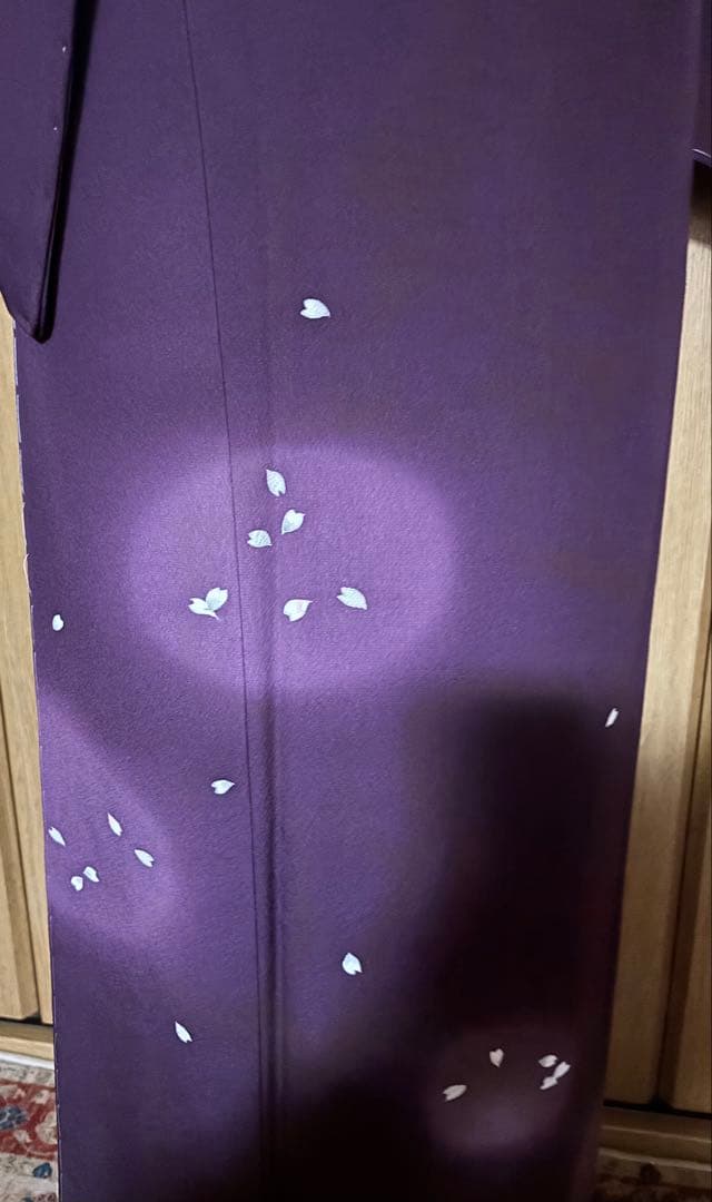 正絹縮緬　小桜、蛍暈し訪問着　 小豆紫【洛楽人工房】トール裄長 未使用　美品