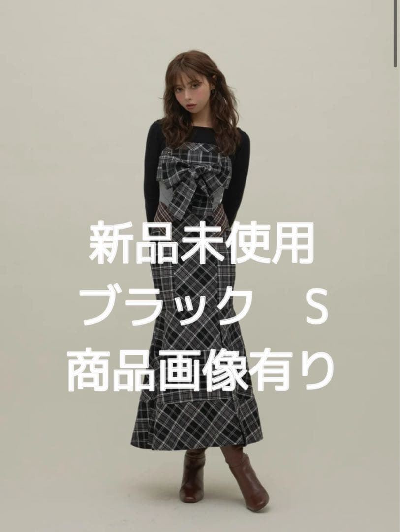 ワンピース andmary Juni check dress black s