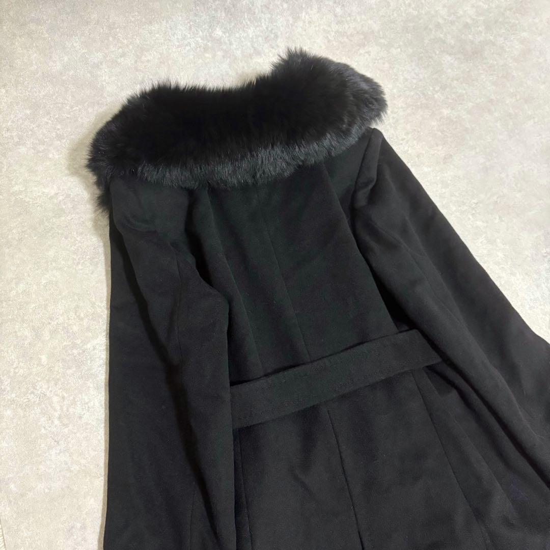 【美品】ナチュラルビューティー　ベルテッドコート　カシミヤ混　大きいサイズ　3L