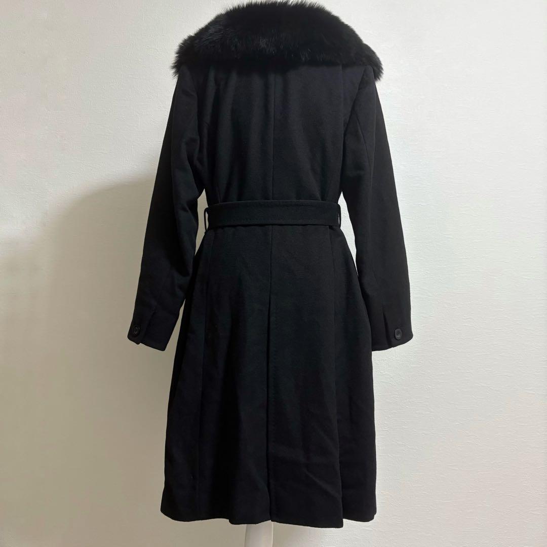 【美品】ナチュラルビューティー　ベルテッドコート　カシミヤ混　大きいサイズ　3L