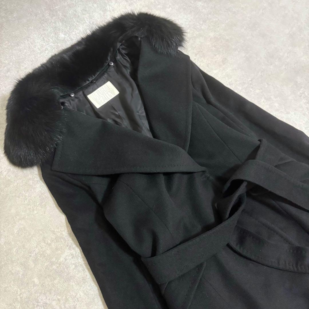 【美品】ナチュラルビューティー　ベルテッドコート　カシミヤ混　大きいサイズ　3L
