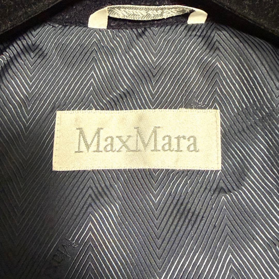 【美品】マックスマーラ チェスターコート カシミヤ混 ウール 白タグ ネイビー