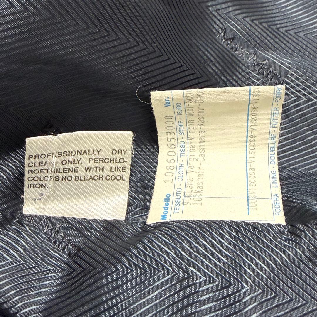 【美品】マックスマーラ チェスターコート カシミヤ混 ウール 白タグ ネイビー