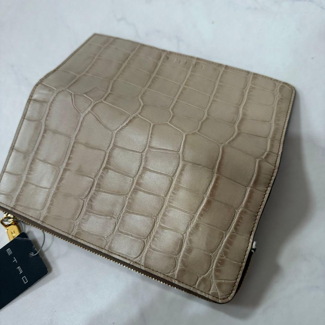 ✨未使用タグ付き✨ETRO 長財布 レザー クロコ型押し ペイズリー 付属品あり