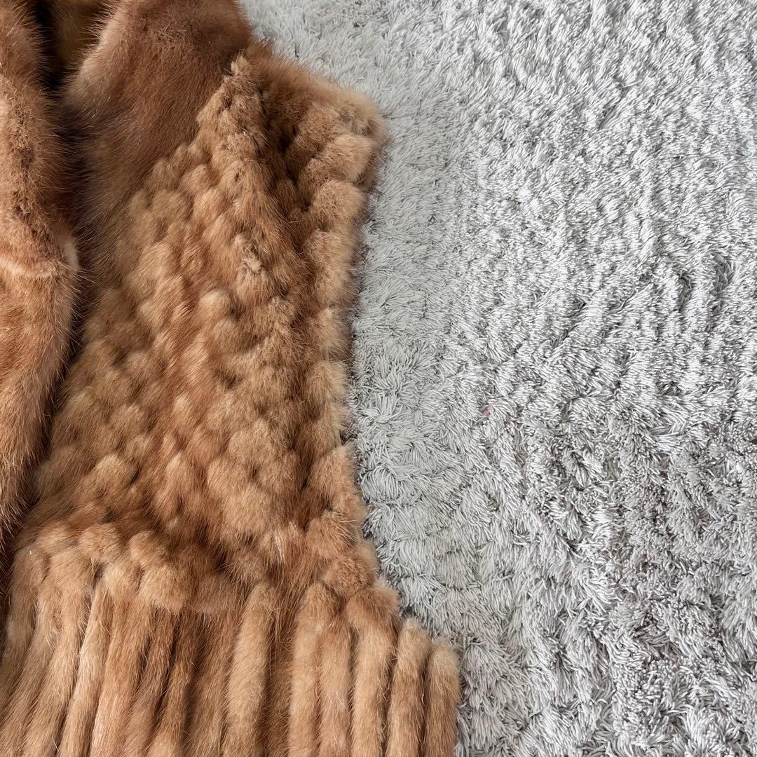 リアルミンク ミンク ファー ジレ ベスト 本毛皮 レイヤード 毛並み良好 軽量