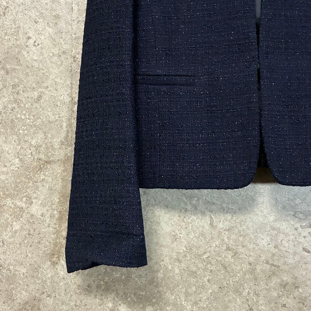 【新品】UNTITLED ツイードノーカラージャケット フォーマル ネイビー M