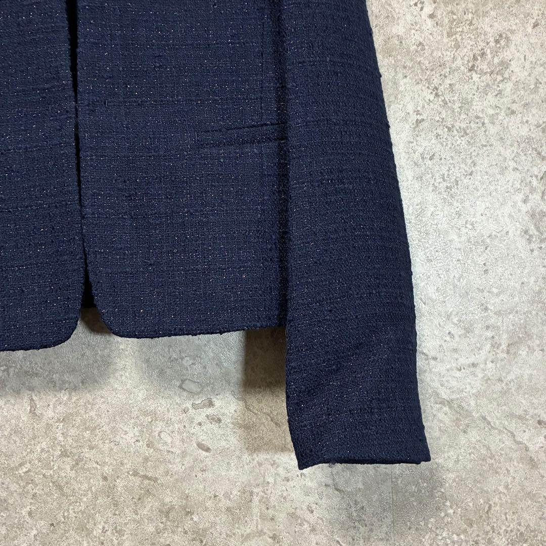 【新品】UNTITLED ツイードノーカラージャケット フォーマル ネイビー M