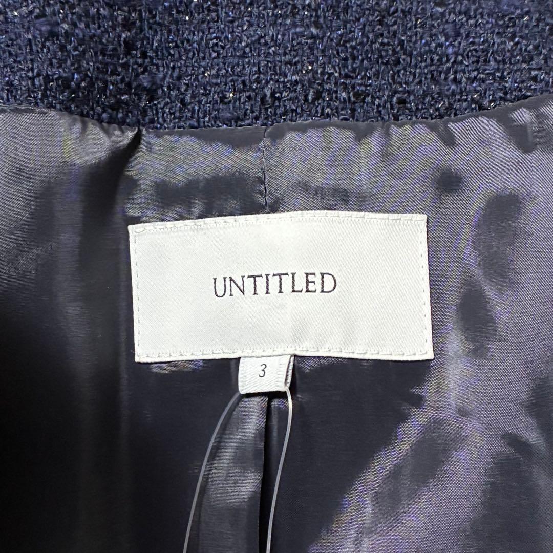 【新品】UNTITLED ツイードノーカラージャケット フォーマル ネイビー M