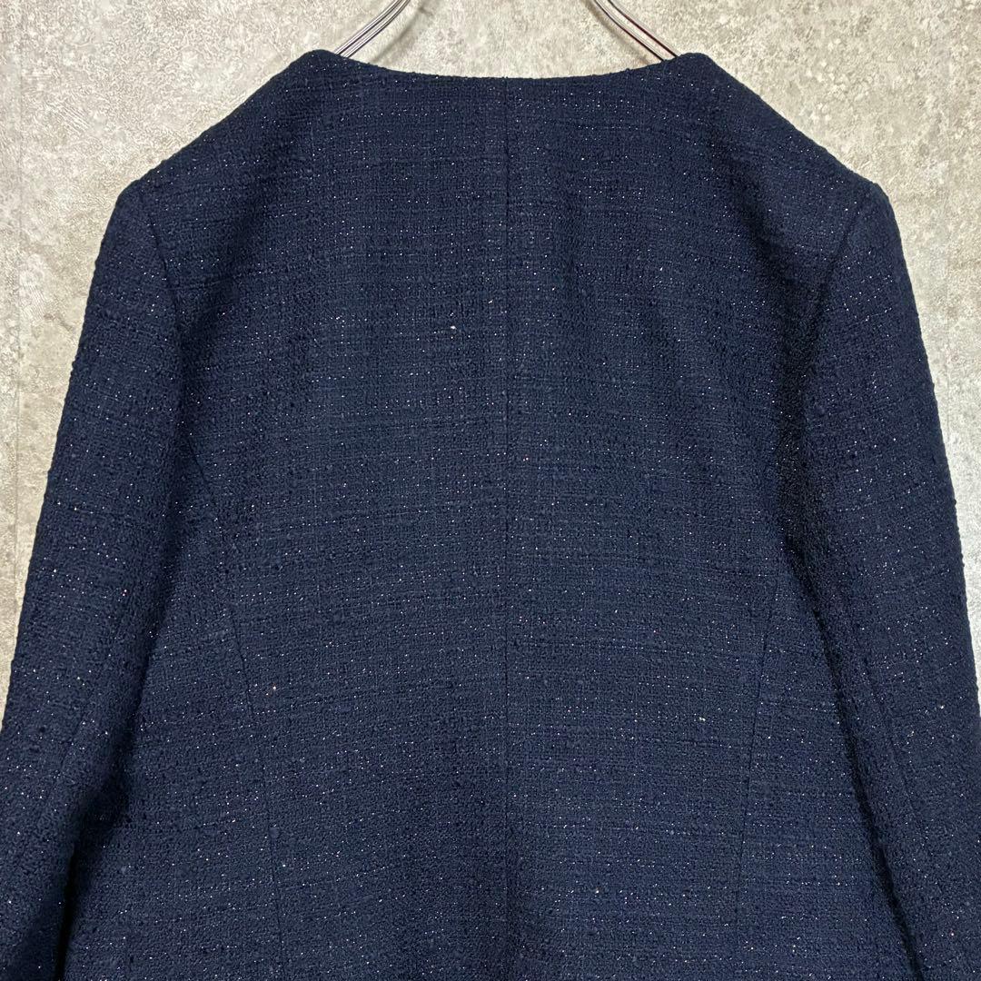 【新品】UNTITLED ツイードノーカラージャケット フォーマル ネイビー M