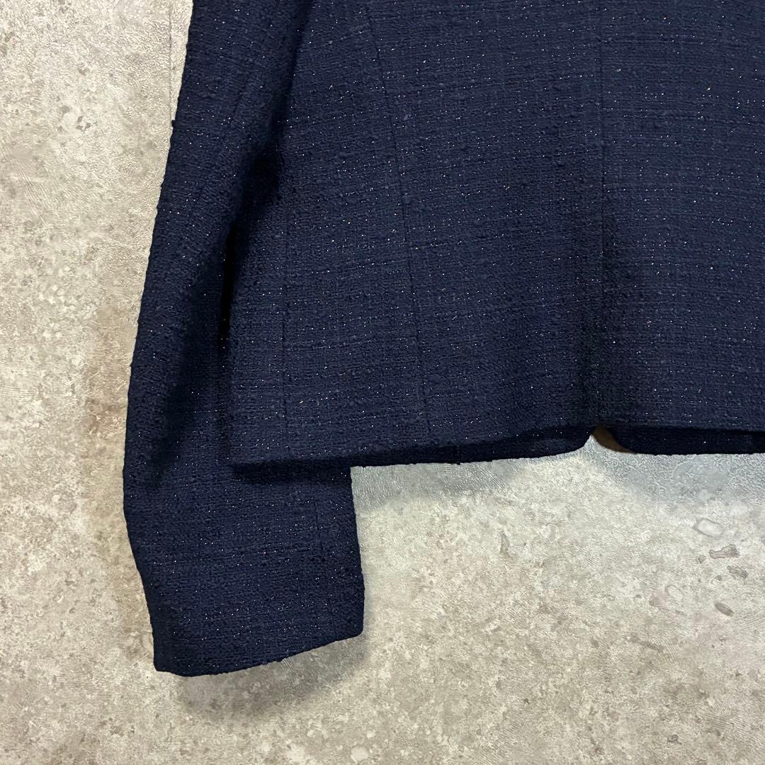 【新品】UNTITLED ツイードノーカラージャケット フォーマル ネイビー M